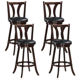 Costway Swivel Bar stools 29.5" Bar Height Chairs with Rubber Wood Legs