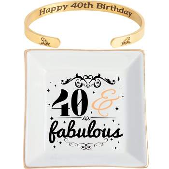 DORADREAMDEKO 40th Birthday Jewelry Dish Women Birthday Gifts, Gold