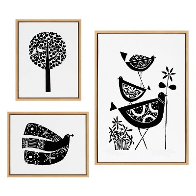 Kate & Laurel All Things Decor (set Of 3) Sylvie Trio Linocut Love Tree ...