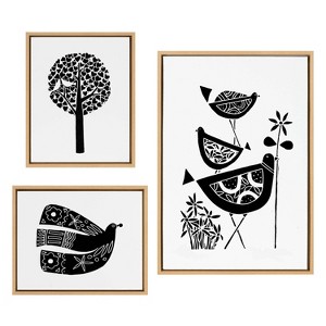 Kate & Laurel All Things Decor (Set of 3) Sylvie Trio Linocut Love Tree and Over the Cloud by Giuliana Lazzerini: Framed Canvas Art - 1 of 4