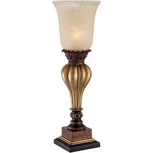 Regency Hill Traditional Accent Table Lamp 23 1/4" High Gold Uplight Alabaster Glass Shade for Bedroom Living Room Nightstand - 1 of 4