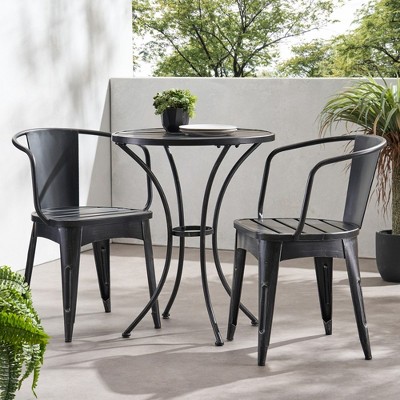 3 Piece Outdoor Patio Bistro Dining Set With Round Table & 2 Dining Chairs, Outdoor Patio Furniture Set, Outdoor Table Chair Set