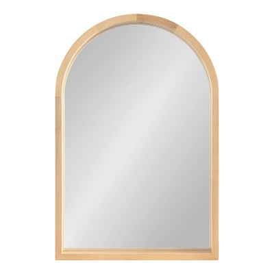 Natural Wood Arched Vanity Mirror with Deep Profile