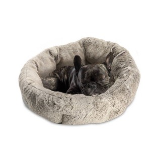 Sleepy Pet Quilt Slumber High Back Low Front Dog Bed - M - Cream - 1 of 3