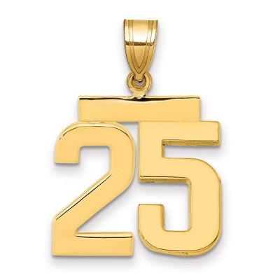 Black Bow Jewelry 14k Yellow Gold, Athletic Collection Medium Polished Number 25 Pendant