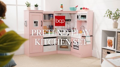 Pink Wooden Corner Kitchen Playset with Lights and Sounds