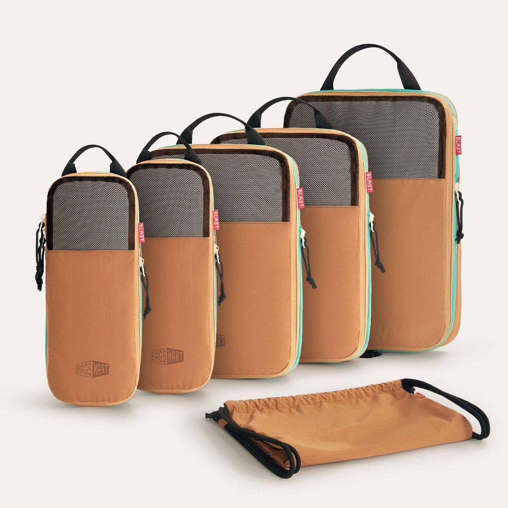Photos - Cosmetic Bag Bagsmart Blast 6 In 1 Compression Packing Cubes Travel Set - Fir Orange 