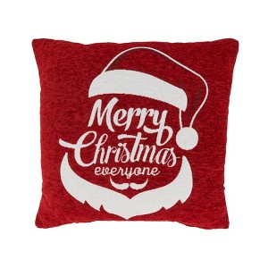 Saro Lifestyle Festive Elegance Chenille Jacquard Santa Throw Pillow Cover, 18"x18", Red - 1 of 2