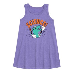 Girls' - Instant Message - Science Dinosaur Graphic Sleeveless Aline Dress - 1 of 3
