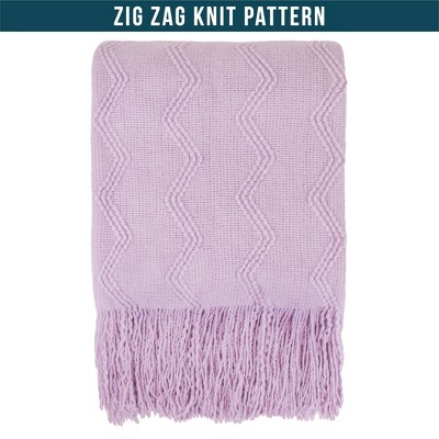 Lavender Purple Knitted Fleece Reversible Throw Blanket