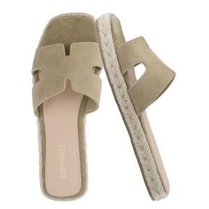 CUSHIONAIRE Avocado Women’s Espadrille Slide Sandal – Suede Cutout Upper with Jute-Wrapped Platform & Cushioned Footbed - 1 of 4