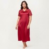 Anna-Kaci Lounge Women's PLus Size Satin Nightgown with Delicate Lace V-Neck Short Sleeves and Soft Flowing Silhouette - 2 of 4