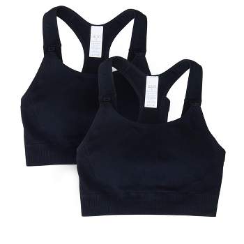 Ingrid & Isabel Maternity Seamless Nursing Sports Bra Bundle 2 Pack Black Size XL