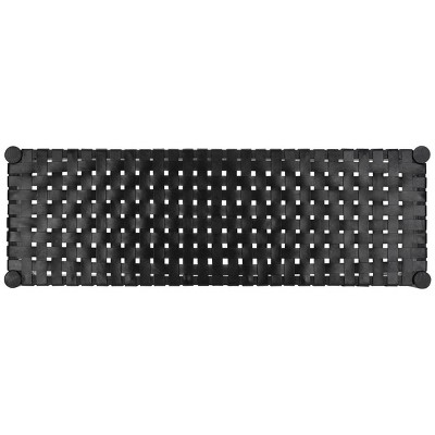 Amalia Mindi Wood and Woven Leather Entryway Bench