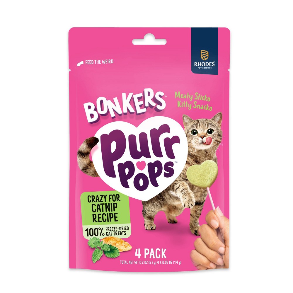 Bonkers Purrpops Catnip Flavor Cat Freeze-Dried Treats - 0.2oz/4ct