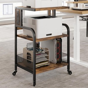 Whizmax Large Rolling Printer Stand - 3-Tier Mobile Cart with Power Outlets & USB Ports, Adjustable Shelf for Home Office - 1 of 4