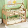 Twin Over Twin House Bunk Bed with Headboards, Ladder and Safety Guardrails - 2 of 4