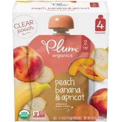 Plum Organics Stage 2 Peach Banana & Apricot Baby Food Pouch - (Select Count)