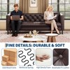 81" Leather Couch, Handmade Button Tufted 3 Seater Sofa, Chesterfield Sofa with Deep Seat and 2 Pillows - 3 of 4