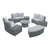 10-Piece Half Round Patio Rattan Sofa Set,PE Wicker Outdoor Sectional with Cushions,Storage Stools And Coffee Table-Maison Boucle - 4 of 4
