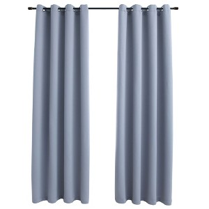 vidaXL Blackout Curtains with Rings 2 pcs Gray 54"x95" Fabric - 1 of 1