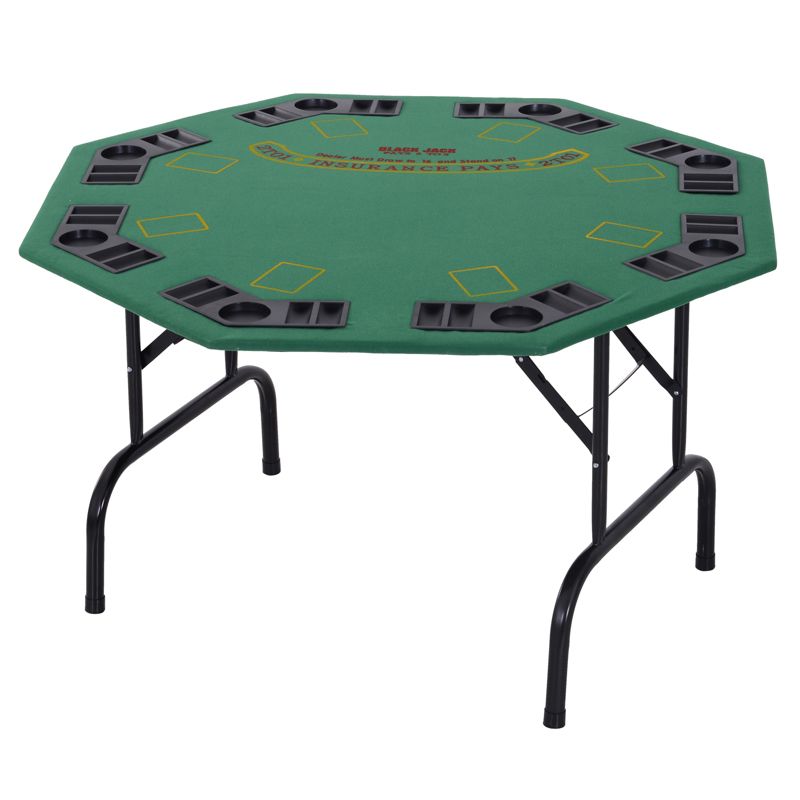Soozier 47" 8 Player Folding Octagon Poker Table Blackjack Poker Game with Cup Holders, 1 of 9