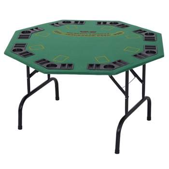 Soozier 47" 8 Player Folding Octagon Poker Table Blackjack Poker Game with Cup Holders