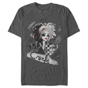 Men's Cruella Fashion Sketch  T-Shirt - Charcoal Heather - 3X Big Tall