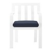 Modway Baxley Stackable Outdoor Patio Aluminum Dining Armchair – White Navy – All-Weather Lightweight Armchair with Cushion and Modern Slatted Design - 4 of 4