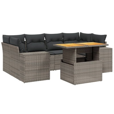 vidaXL Garden Sofa Set Grey