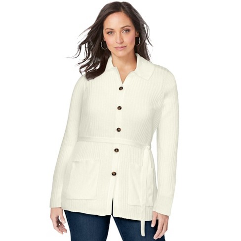 Jessica London Women's Plus Size Button Down Rib Cardigan - S, Beige :  Target