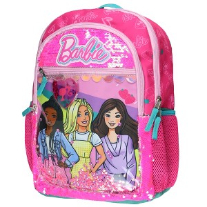 Barbie Backpack Barbie and Friends 16" Sequin with Tech Sleeve School Bookbag Pink - 1 of 4