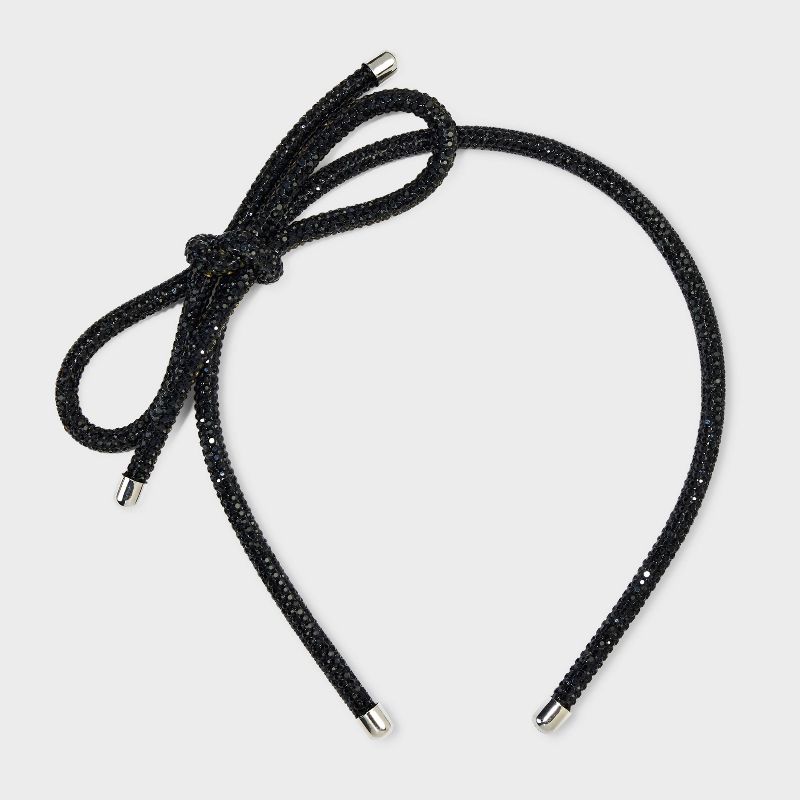 Rhinestones Bow Headband - A New Day&#8482; Black, 1 of 8