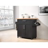 Hodedah Wheeled Kitchen Island with Spice Rack and Towel Holder - 2 of 4