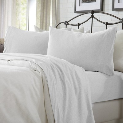 Ultra-Soft Cotton Heathered Melange Jersey Knit Sheet Set - Great Bay Home