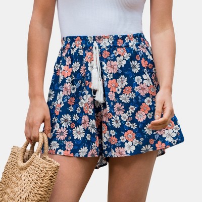 Women's Floral Print Drawstring Beach Shorts - Cupshe