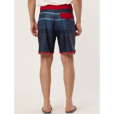 Мужские шорты INSPIRE CHIC Men's Summer Drawstring Color Block Printed Swim Beach Shorts Red Navy 32 — фото 5