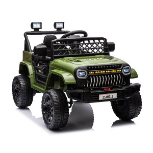12V Ride On Car for Kids, Electric Vehicle Toddles, Battery Powered Truck Car Toy with RC, LED, Music, 4-Wheel Suspension - 1 of 4