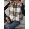 Women's Plaid Corduroy Vest with Stand Collar, Zip Front Sleeveless Jacket Vest for Fall Winter - 2 of 4