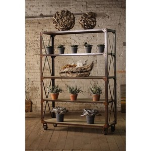 Large Iron and Wood Display Shelf with Five Shelves 72"Tall by Kalalou - 1 of 3