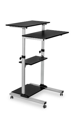 vivo Black 2-in-1 Ergonomic Footrest, Height Adjustable Desk Stool