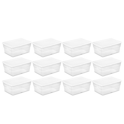 CLEAR PLASTIC STORAGE BOXES WITH LID STACKABLE STACKING SPACE SAVING MASTER