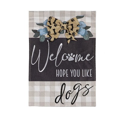 Evergreen Dogs and Checks Garden Burlap Flag 12.5 x 18 Inches Indoor Outdoor Decor
