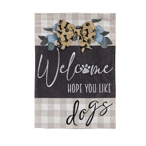 Evergreen Dogs and Checks Garden Burlap Flag 12.5 x 18 Inches Indoor Outdoor Decor - 1 of 4