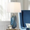 Possini Euro Design Pablo Modern Table Lamp 27" Tall Blue Art Glass White Tapered Drum Shade for Bedroom Living Room Bedside Nightstand Office Family - 2 of 4