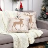 TackView Christmas Pillow Covers Set of 2 - 18x18 Farmhouse Snowflake & Deer Throw Pillows for Couch,gold and beige - 2 of 4