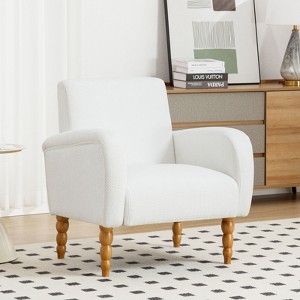 Modern Chenille Fabric Accent Chair, Upholstered Armchair with Solid Wood Legs - Comfy Single Sofa for Reading, Living Room, Bedroom - 1 of 4
