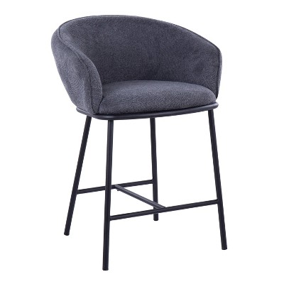 Charcoal Swivel Counter Height Barstools with Metal Frame - Set of 2