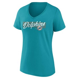 NFL Miami Dolphins Women's Short Sleeve V-Neck T-Shirt - 1 of 3