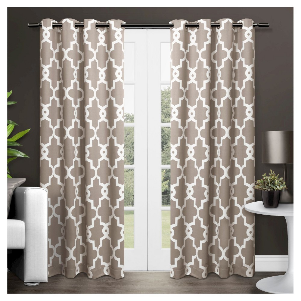 Photos - Curtains & Drapes Set of 2 96"x52" Ironwork Sateen Woven Room Darkening Window Curtain Panel